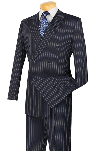 Symphony Collection: Navy 2 Piece Pinstripe Double Breasted Regular Fit Suit