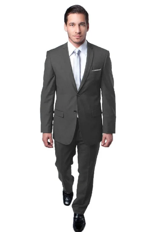 Essential Elegance Collection: Men's Two-Piece Suit Slim Fit with Notch Lapel In Grey - Slim Fit