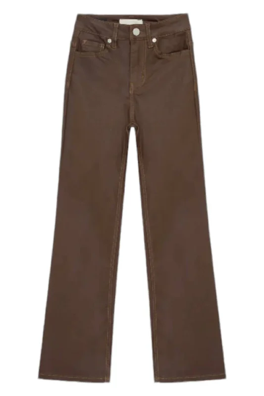 Classic Blue Men's JeansGirl's Coated Flared Leg Pants In Brown