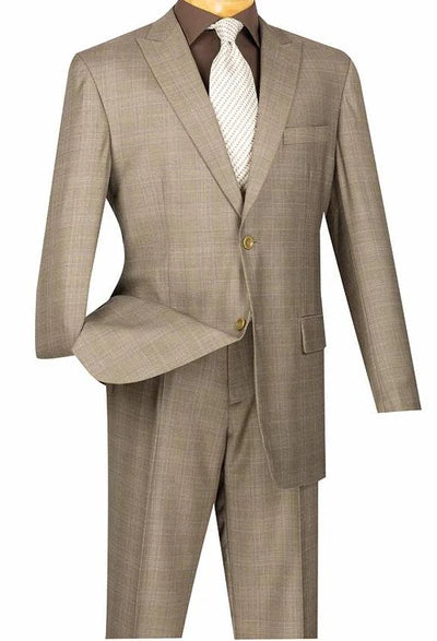 Fashinique Collection: Tan 2 Piece Glen Plaid Single Breasted Regular Fit Suit