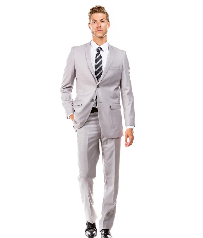 Essential Elegance Collection: Men's Two-Piece Suit Slim Fit with Notch Lapel In Light Grey - Slim Fit