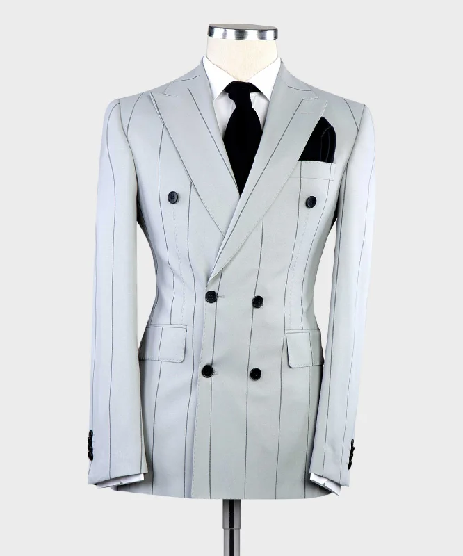 Light Grey Striped Suit