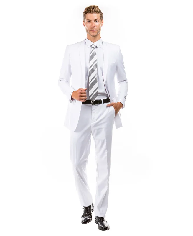 Essential Elegance Collection: Men's Two-Piece Suit Slim Fit with Notch Lapel In White - Slim Fit