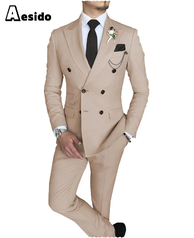 2 Pieces Mens Suit Notch Lapel Blazer (Blazer+Pants)