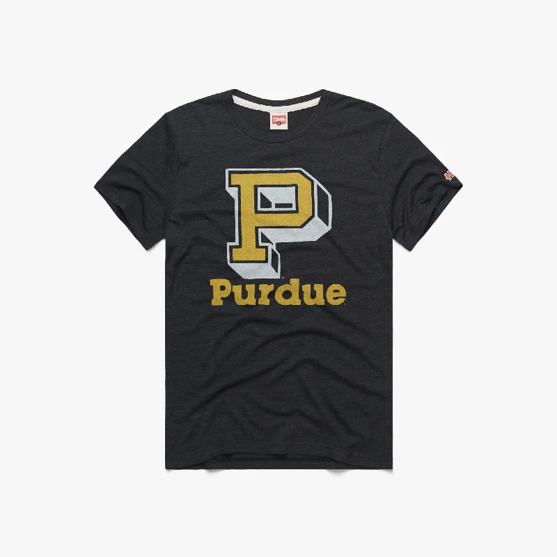 Men's Shirts with Pleated HemlinesBlock P Purdue