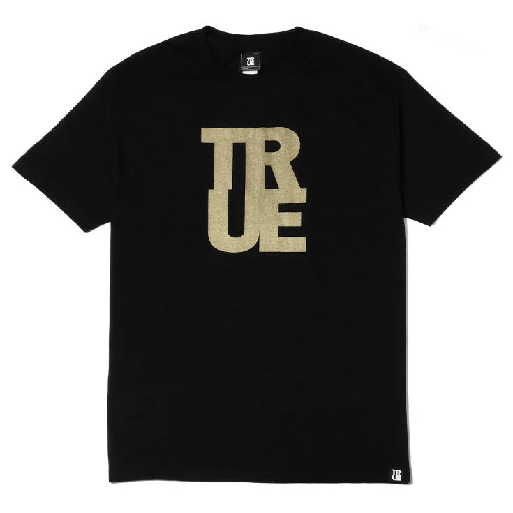 Men's Shirts with Mandarin CollarsMens True Logo T-Shirt Black/Gold