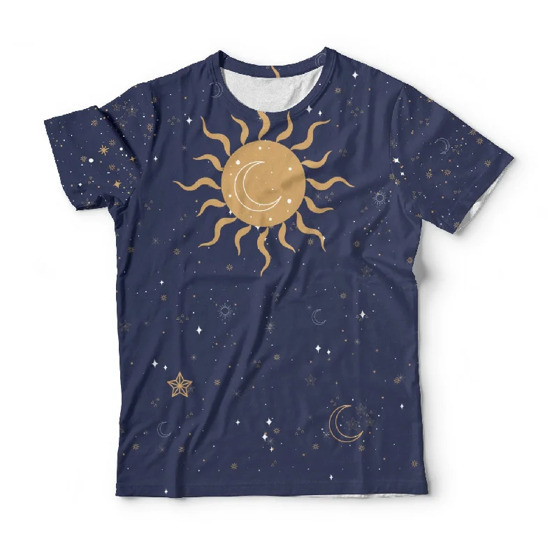 Men's Shirts with Surplice HemlinesNight Sky T-Shirt