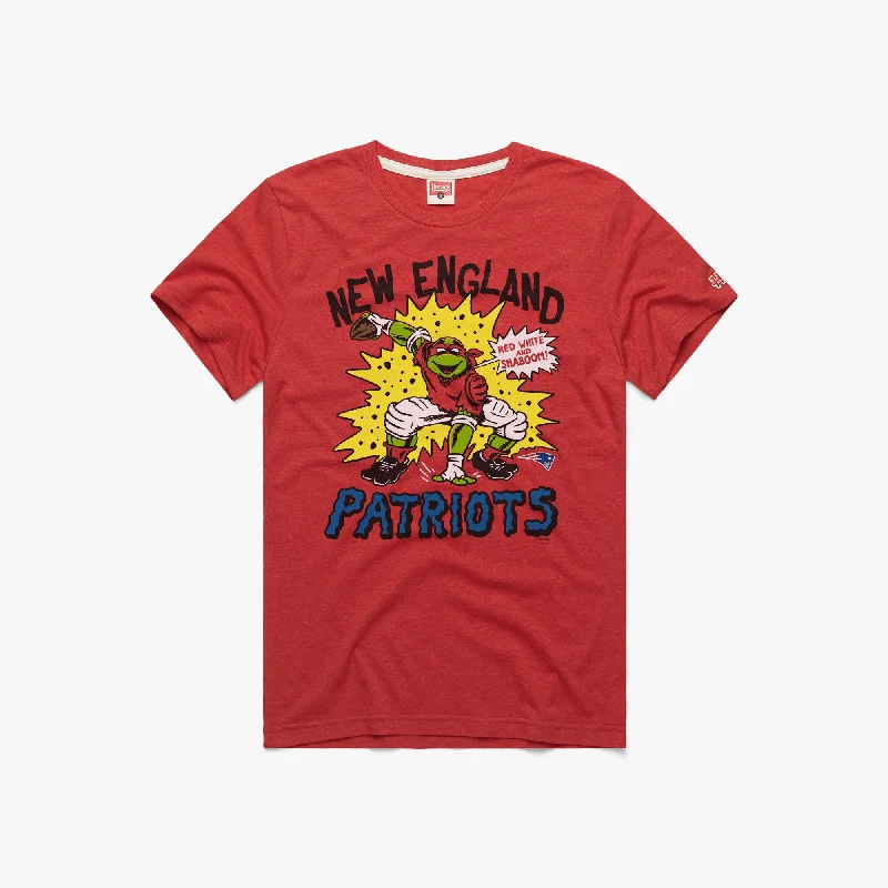 Men's Shirts with Raw-Edge HemlinesTMNT Raphael x New England Patriots