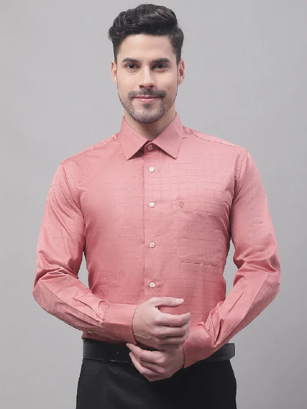 Men's Weekend Shirts for Leisurely OutingsMen's Brick Red Formal Medium Checks Full Sleeve Shirt