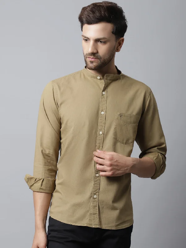 Men's Insulated Shirts for Cold WeatherMen's Khaki Casual Plain Full Sleeve Shirt