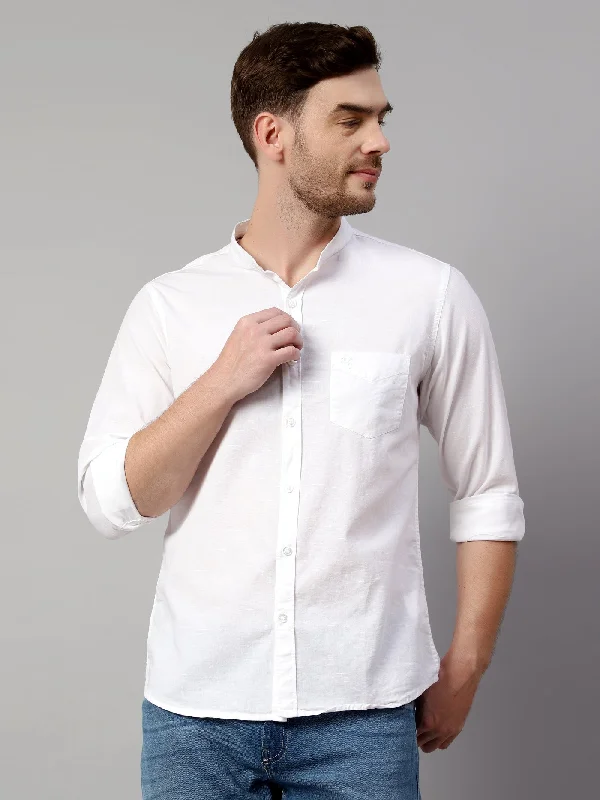 Men's Big and Tall Shirts for Added ComfortMen's White Casual Plain Full Sleeve Shirt