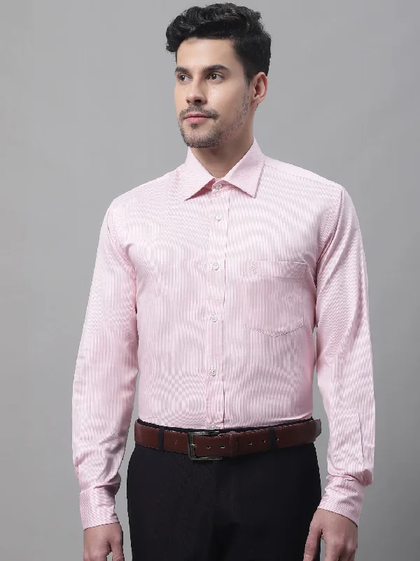 Men's Fishing Shirts for Water SportsMen's Light Pink Formal Pin Stripe Full Sleeve Shirt