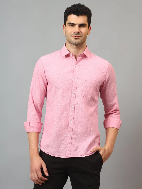 Men's Fishing Shirts for Water SportsMen's Pink Casual Plain Full Sleeve Shirt