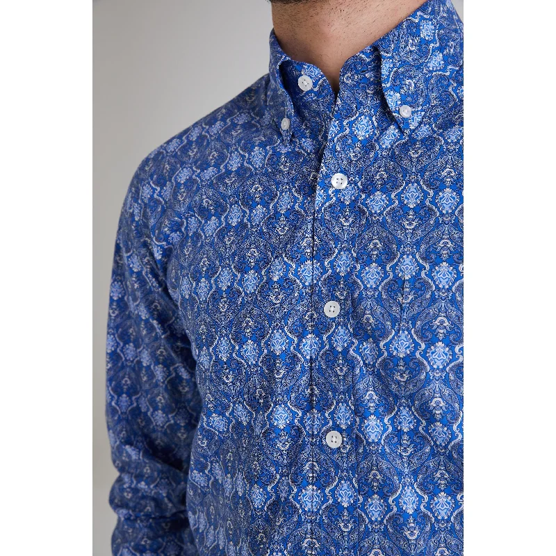 Men's Custom Dress Shirts for a Personalized FitRelco - RSL 17 Blue Paisley - Shirt