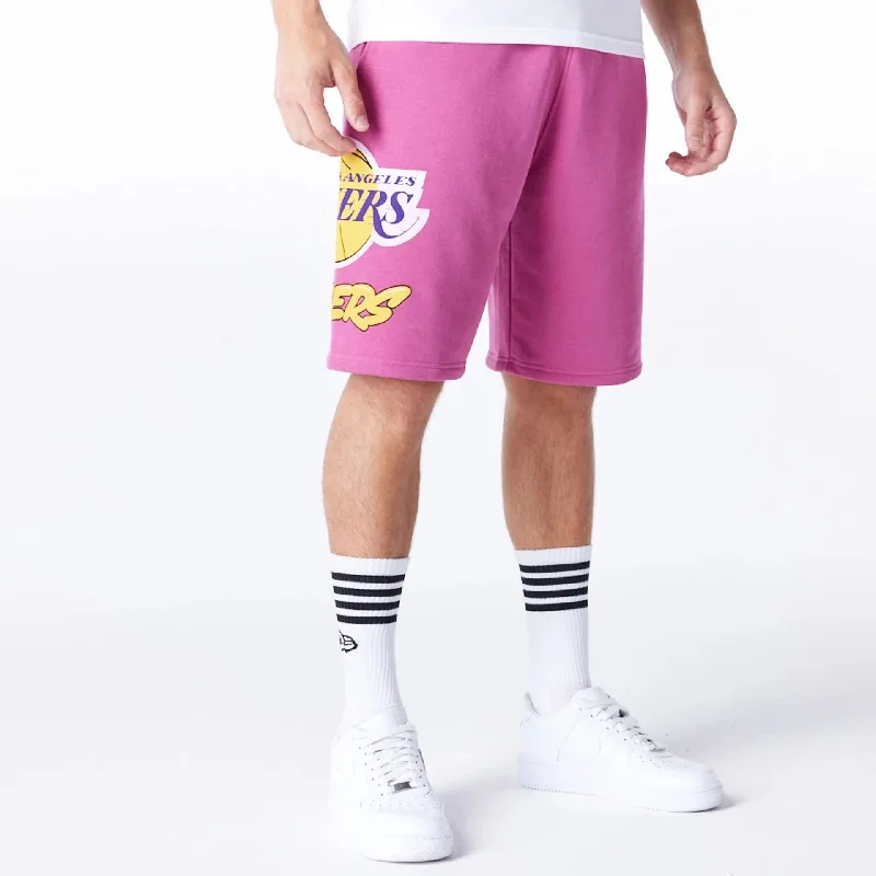 Men's Pants with Belt LoopsLA Lakers NBA Bubble Script Purple Shorts