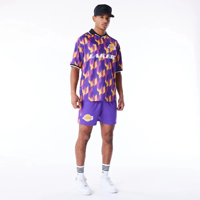 Men's Pants with Patchwork PatternsLA Lakers NBA Soccer Purple Short Shorts