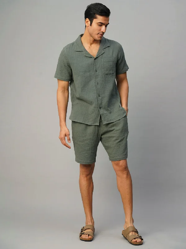 Men's Unique and Designer Bottom Wear for a Statement LookMen's Grey Cotton Regular Fit Shorts