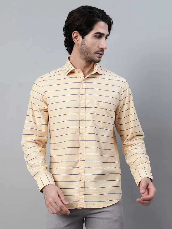 Men's Casual Friday Shirts for Relaxed Office DaysMen's Yellow Striped Full Sleeve Casual Shirt