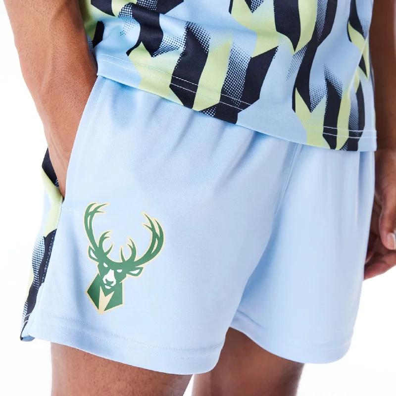 Men's Patterned Pants with ChecksMilwaukee Bucks NBA Soccer Pastel Blue Short Shorts