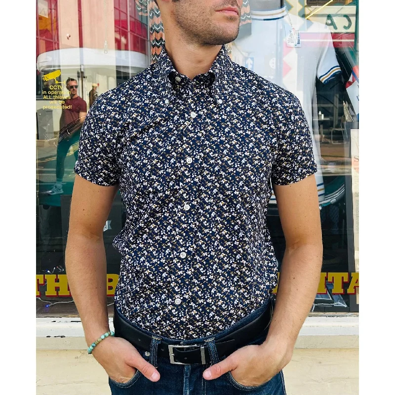 Men's Easy-Care Shirts for Busy LifestylesMr Bridger - Men's 'The Dylan' Blue Floral S/S - Shirt