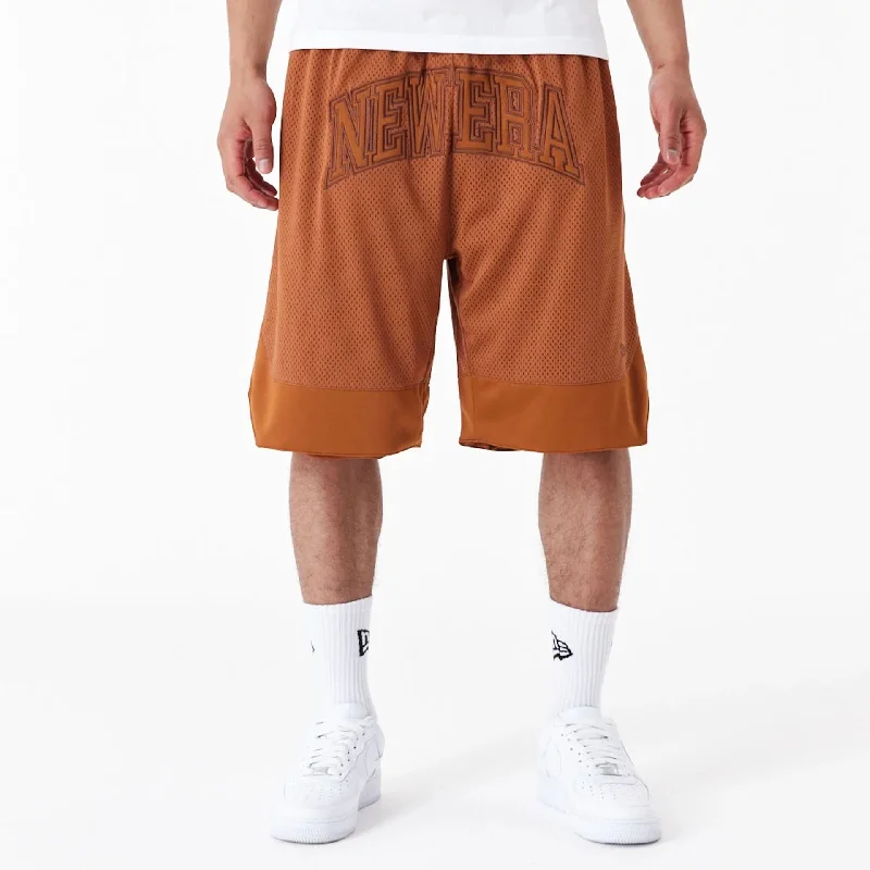 Men's Twill Pants for a Dressy LookNew Era Arch Logo Brown Mesh Shorts