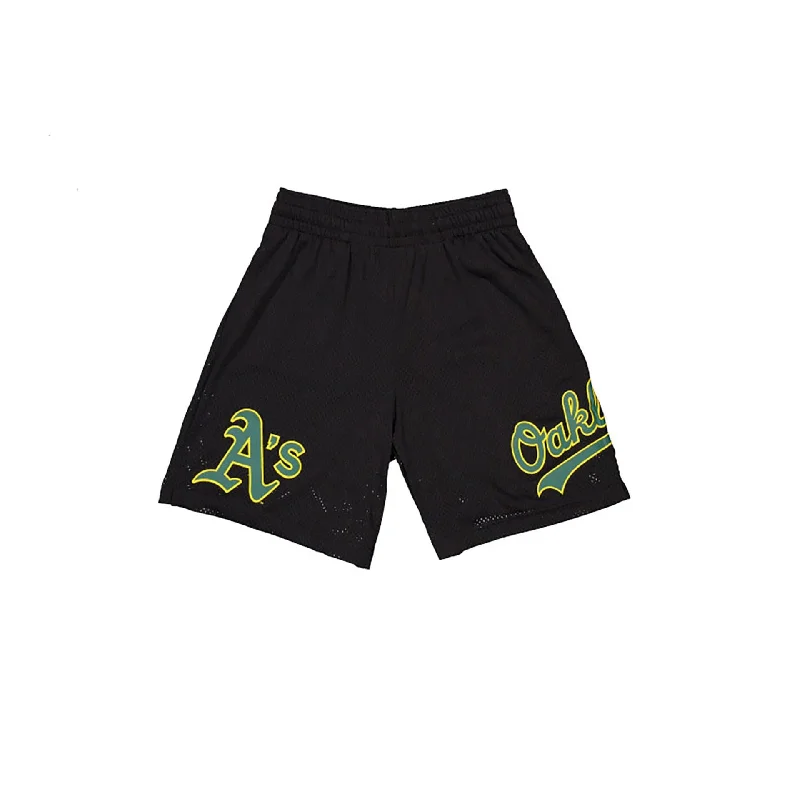 Men's Pants with Button-Down PocketsOakland Athletics MLB Custom Black Mesh Shorts