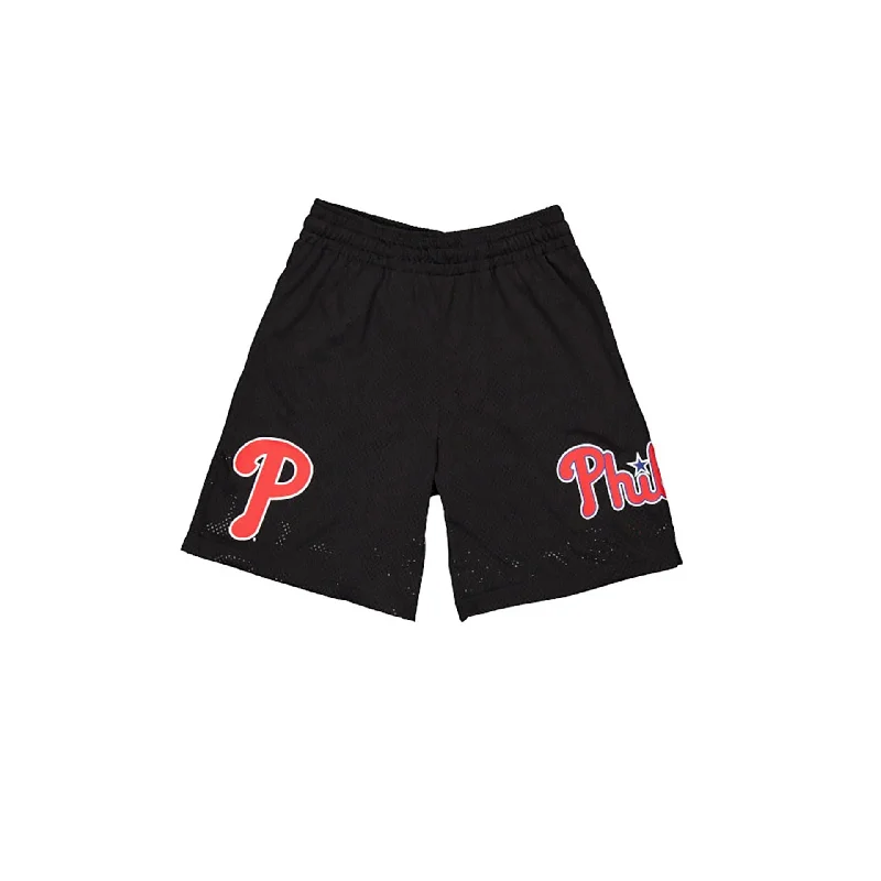 Men's Pants with Turn-Up CuffsPhiladelphia Phillies MLB Custom Black Mesh Shorts