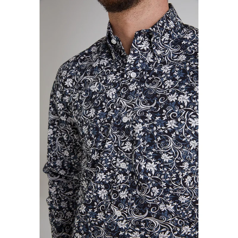 Men's Patterned Casual Shirts for Relaxed StylingRelco - Floral 19 Black - Shirt