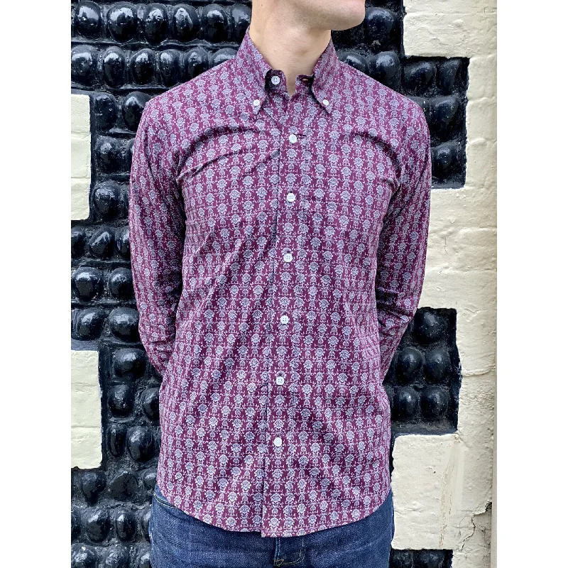 Men's Patterned Button-Down Shirts for Added InterestRelco - Floral 18 Burgundy L/S - Shirt