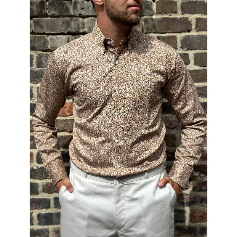 Men's Short-Sleeve Shirts for Warm WeatherRelco - PS30 Mustard Paisley - Shirt