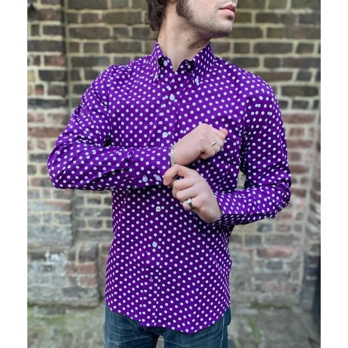 Men's Monochrome Shirts for a Minimalist VibeRelco - Polkadot Purple & White  - Shirt