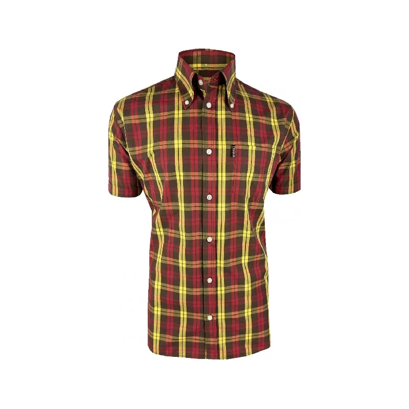 Men's Patterned Dress Shirts for a Unique TwistTrojan Records - TC/1034 Windowpane Check Chocolate - Button Down Shirt