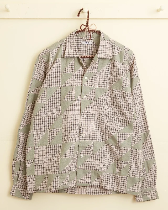 Men's Plaid Shirts for a Country CharmWandering Lover Quilt Long Sleeve Shirt - Mint