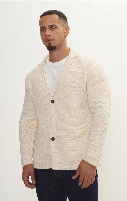 Men's Coats for HikingLightweight Waffled Knit Blazer - Beige