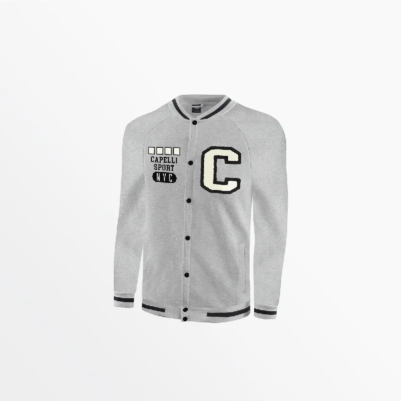 Men's Shirts with Appliquéd SleevesADULT FLEECE COLLEGIATE BOMBER JACKET