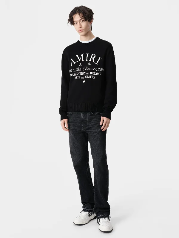 Men's Sweaters with Ribbed WaistbandsAMIRI ARTS DISTRICT CREW - Black