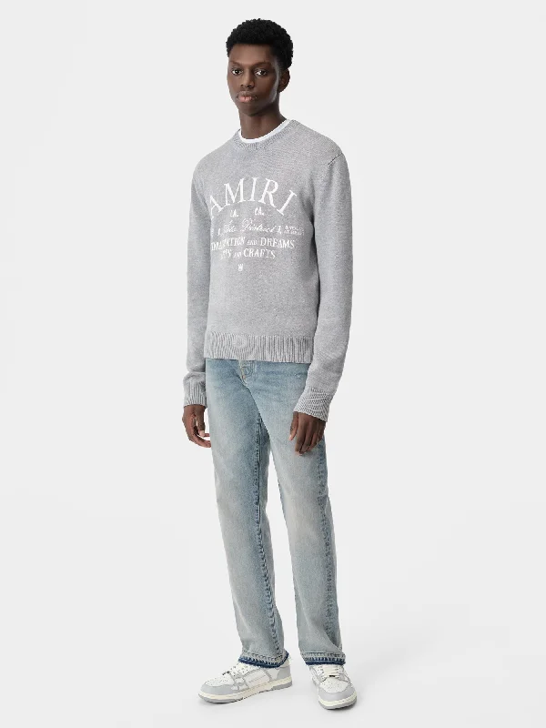 Cozy Men's Cable-Knit SweatersAMIRI ARTS DISTRICT CREW - Grey