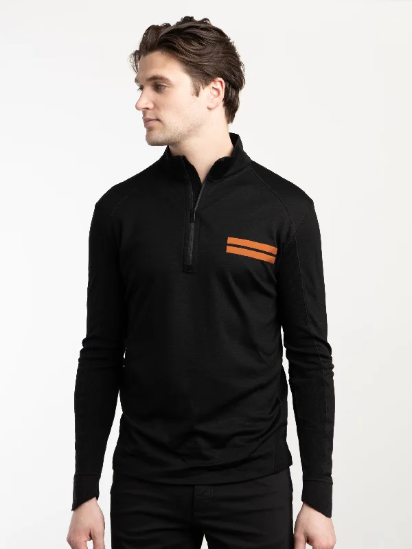 Men's Sweaters with Short SleevesBlack High Performance™ Wool Zip Mock Neck Sweatshirt