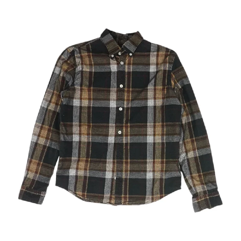 Men's Shirts with Button-Down PocketsBlack Plaid Flannel Button Down