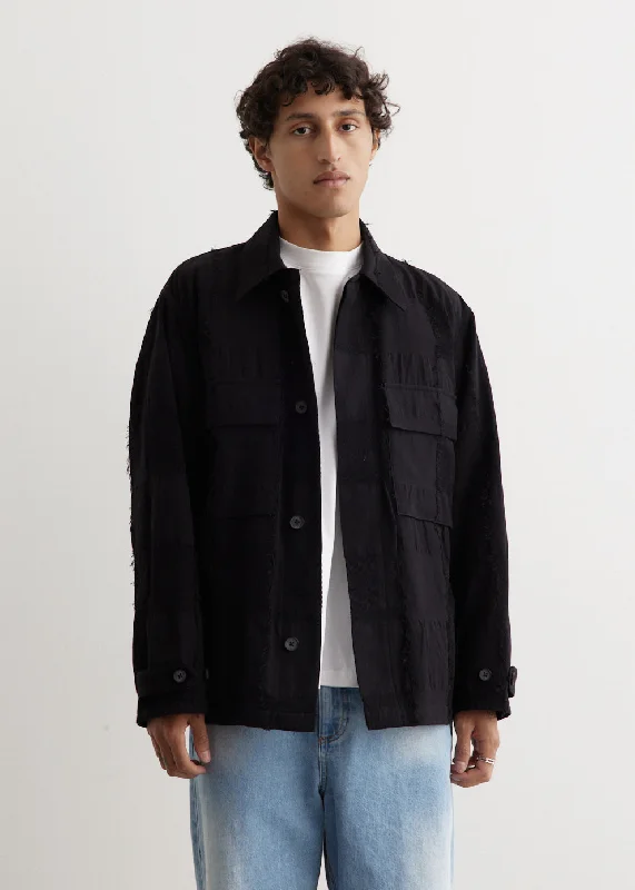 Men's Coats with Modern CutsBlock Jacquard Utility Jacket