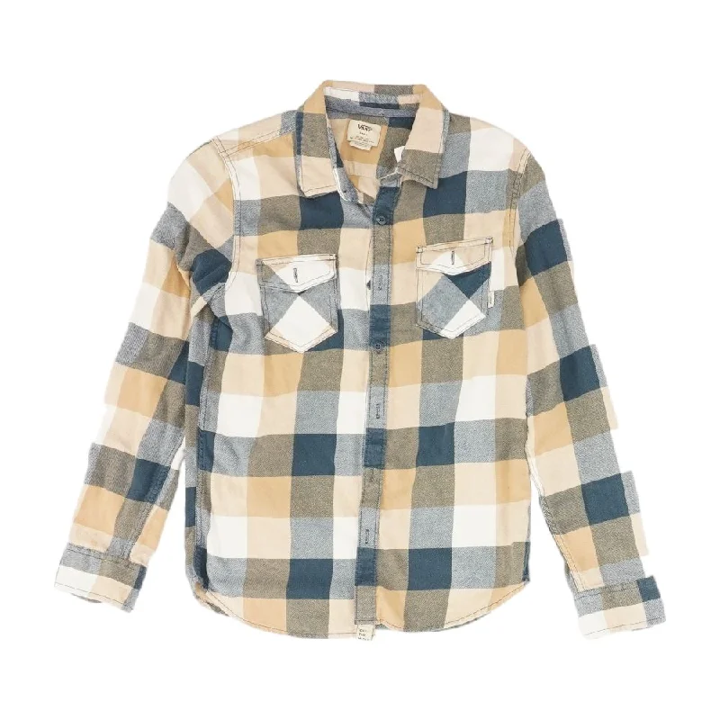 Men's Shirts with Asymmetrical HemlinesBlue Plaid Flannel Button Down