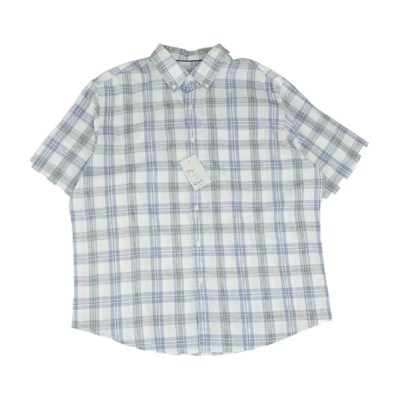 Men's Flowy Shirts for a Relaxed LookBlue Plaid Short Sleeve Button Down