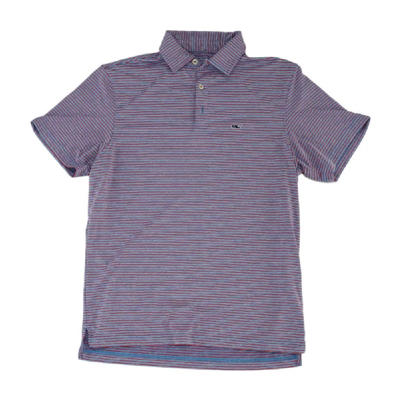 Men's Unique and Designer TopsBlue Striped Short Sleeve Polo