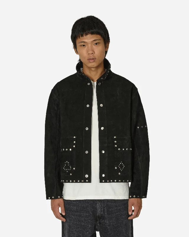 Comfortable Men's ParkasDeck Of Cards Studded Jacket Black