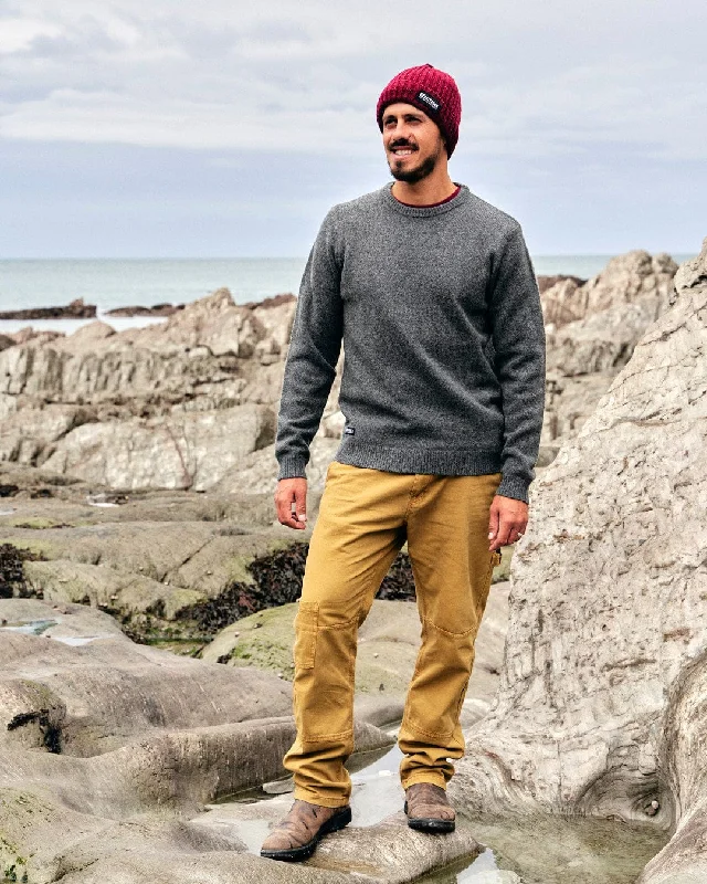 Men's Sweaters with Intarsia DesignsBowen - Mens Knitted Crew - Grey