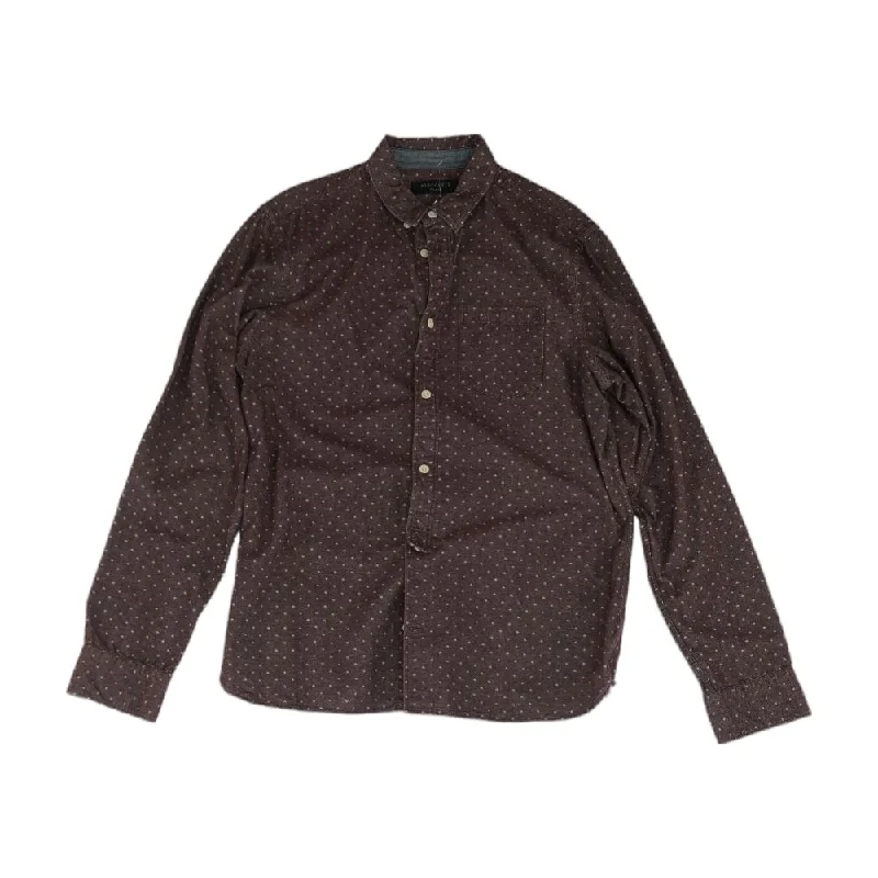 Men's Shirts with Scoop NecksBurgundy Misc Long Sleeve Button Down