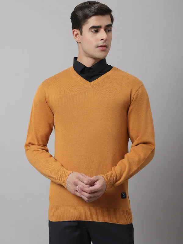 Men's Sweaters with Pockets and ZippersMen Mustard Sweater