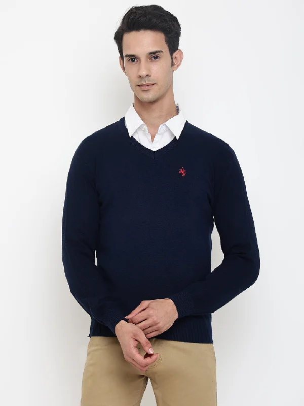 Men's Sweaters with Tailored FitsMen Navy Blue Sweater