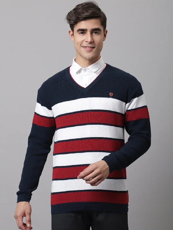 Elegant Men's Shawl-Collar SweatersMen Navy Sweater