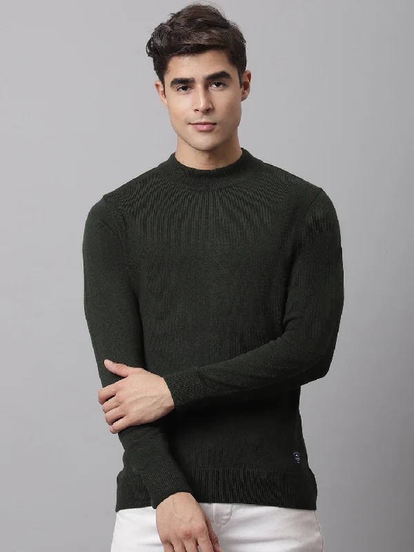 Men's Sweaters with Skinny FitsMen Olive Sweater